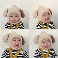 ins2022 autumn and winter baby ear protection hat baby rabbit ear hat cute Korean 0-3 year old boys and girls woolen hat