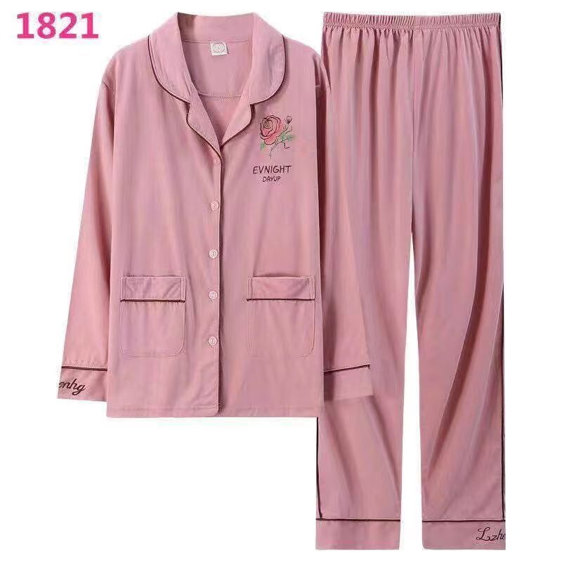 Pijama de algodón de doble cara de primavera y otoño algodón de manga larga de algodón más tamaño Otoño e Invierno traje de desgaste en el hogar