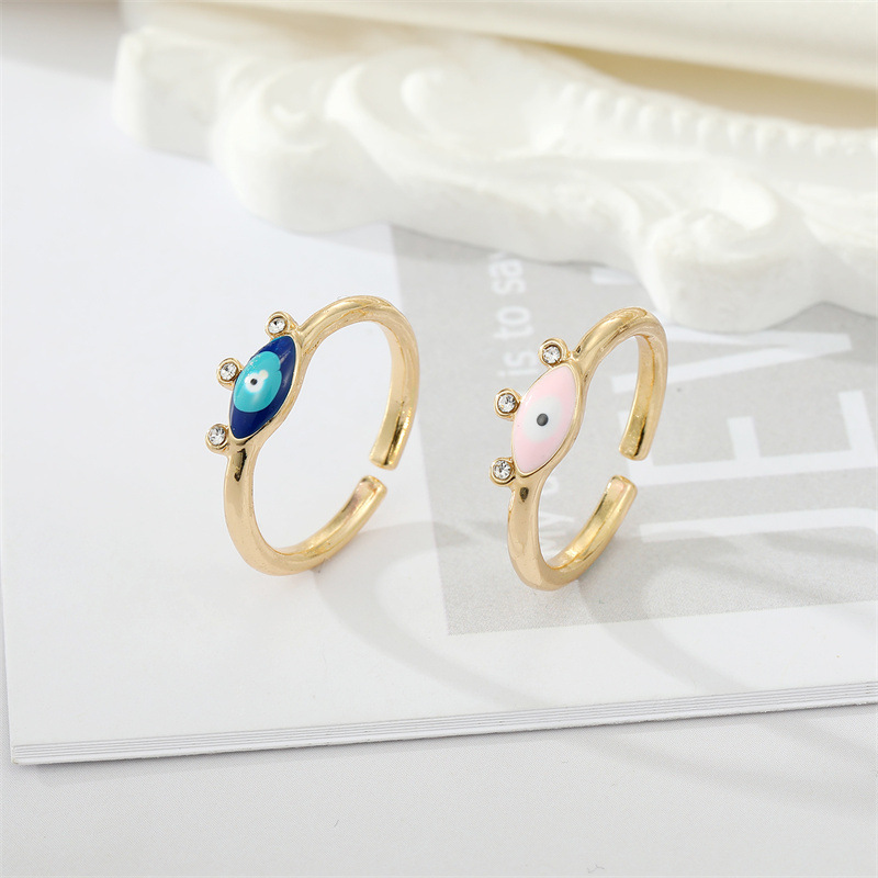 New Punk Oil Drop Opening Three-dimensional Diamond Devil's Eye Ring Alloy display picture 4