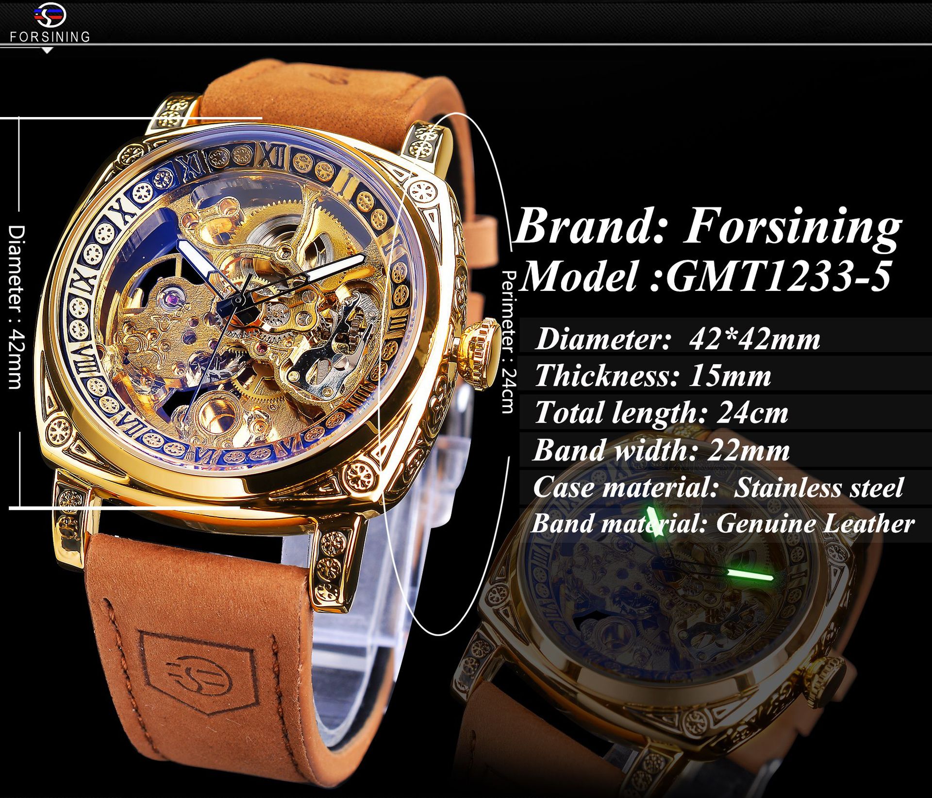 Vintage Skeleton Mechanical Watch For Men Automatic Movement_voghion.com