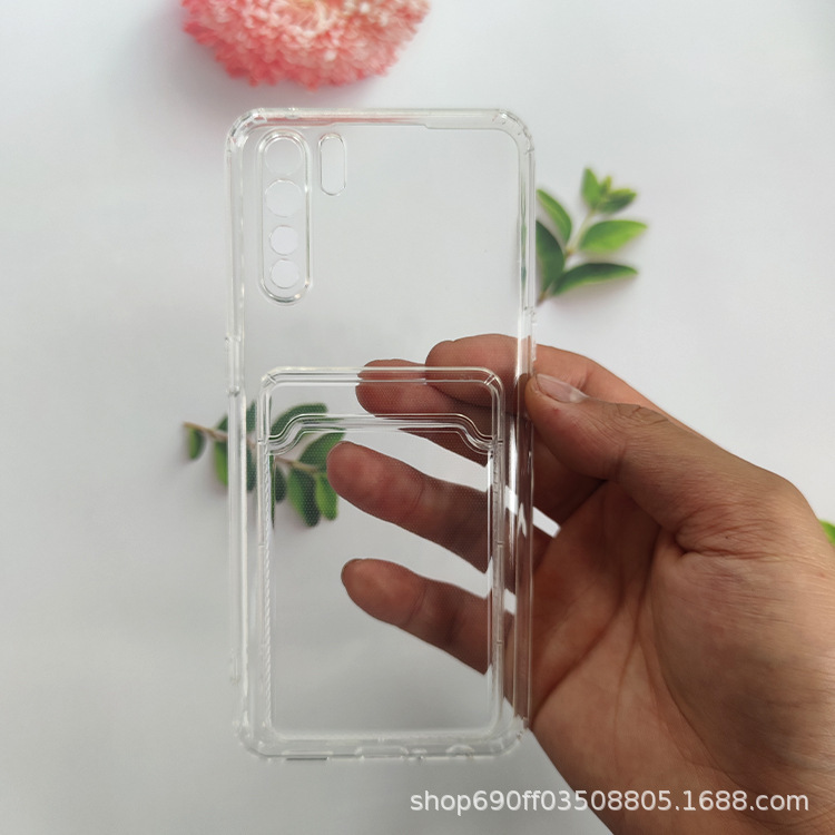 Suitable for OPPOA91 mobile phone case F15 transparent anti-fall soft case RENO3 fine hole integrated card holder