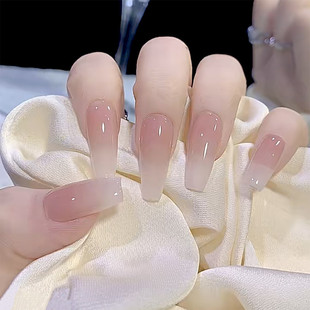 Wear nail nail patch finished wholesale long ballet nail powder tender simple gradient nail fake nail 24 pieces