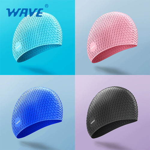 wave new silicone particle water drop swimming cap waterproof non-stretching solid color unisex swimming equipment swimming cap