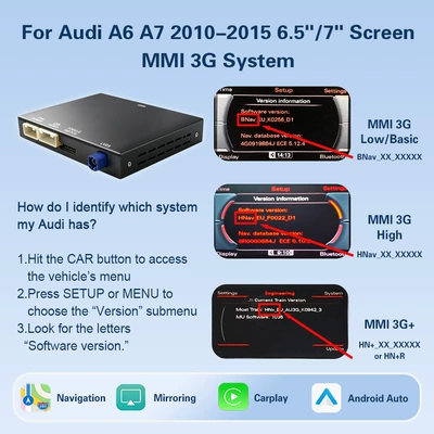 Wireless Carplay/Hicar Suitable for: Simsiz CarPlay və Android Auto - audi-a6-a7-2010-2015-657-screen-mmi-3g-system