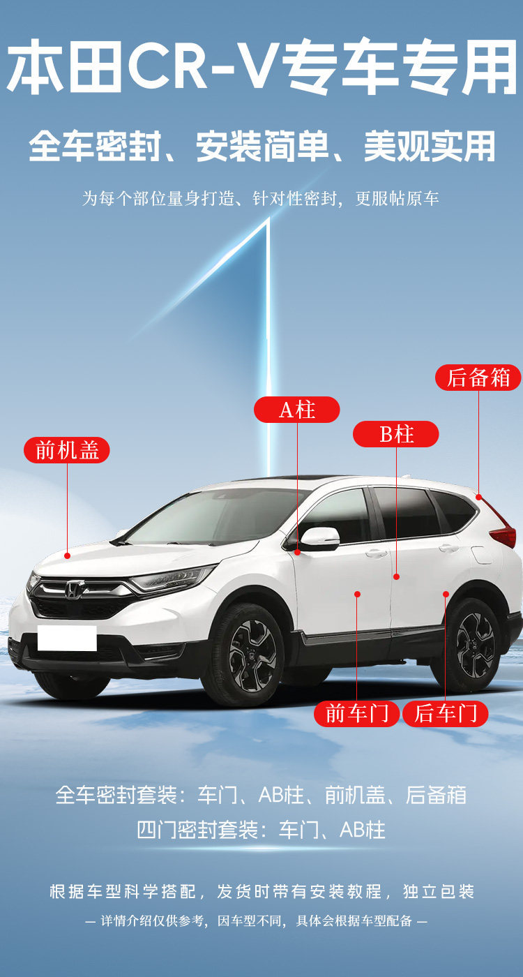 Suitable for Honda Crv/Cr-V Sealing Strips, Door-Specific Soundproofing Strips, Full Vehicle Dustproof Modification, Noise Reduction Strips