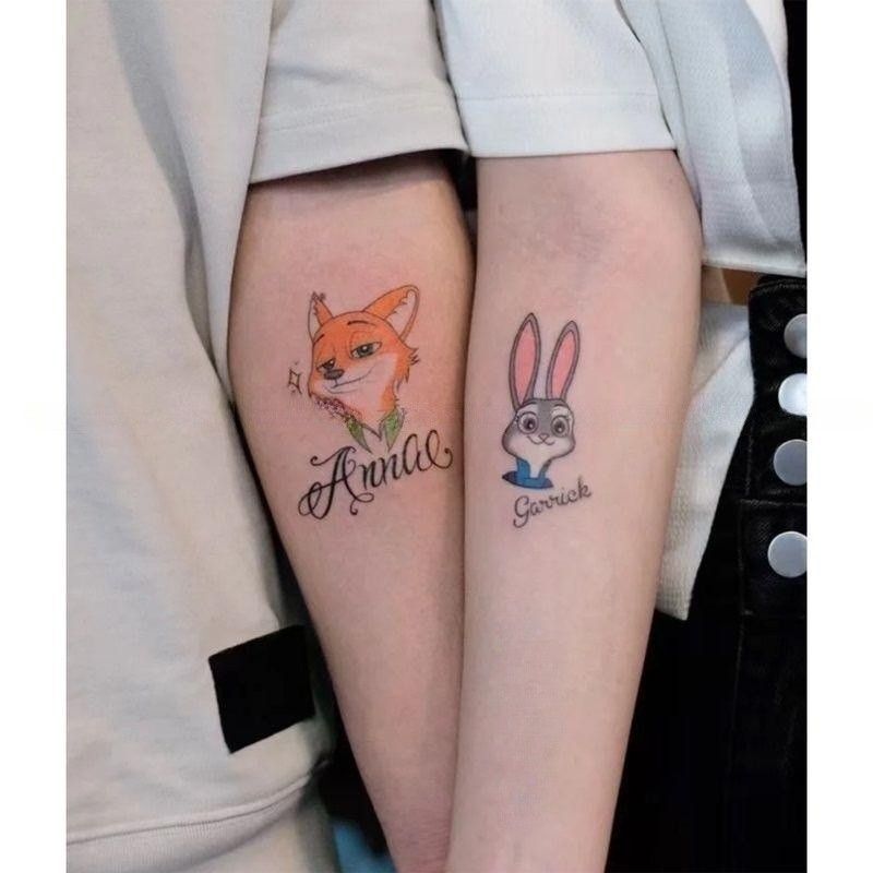 Judy Nick Tattoo Stickers Are Waterproof, Sweat-Proof, Washable, and Feature Cute Cartoon Movie Characters for Best Friends, Colorful Arm Stickers Judy Nick Tattoo Stickers Are Waterproof, Sweat-Proof, Washable, and Feature Cute Cartoon Movie Characters for Best Friends, Colorful Arm Stickers