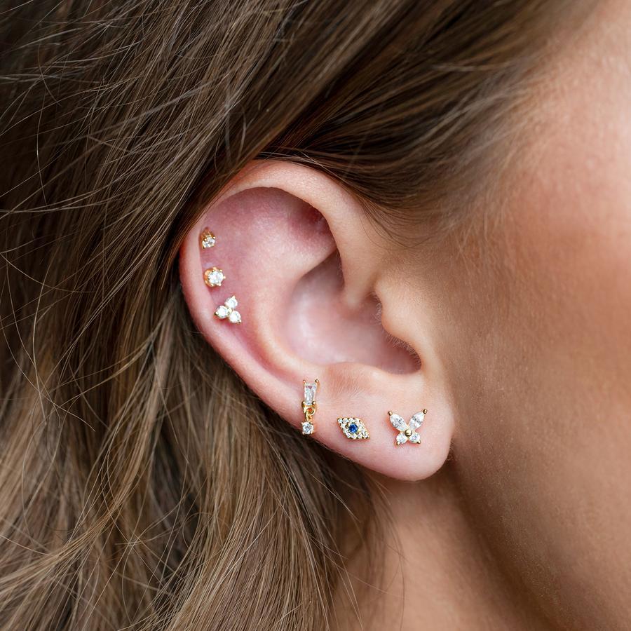 Fashion rod ear copper bone geometric rectangular cubic zircon jewelry