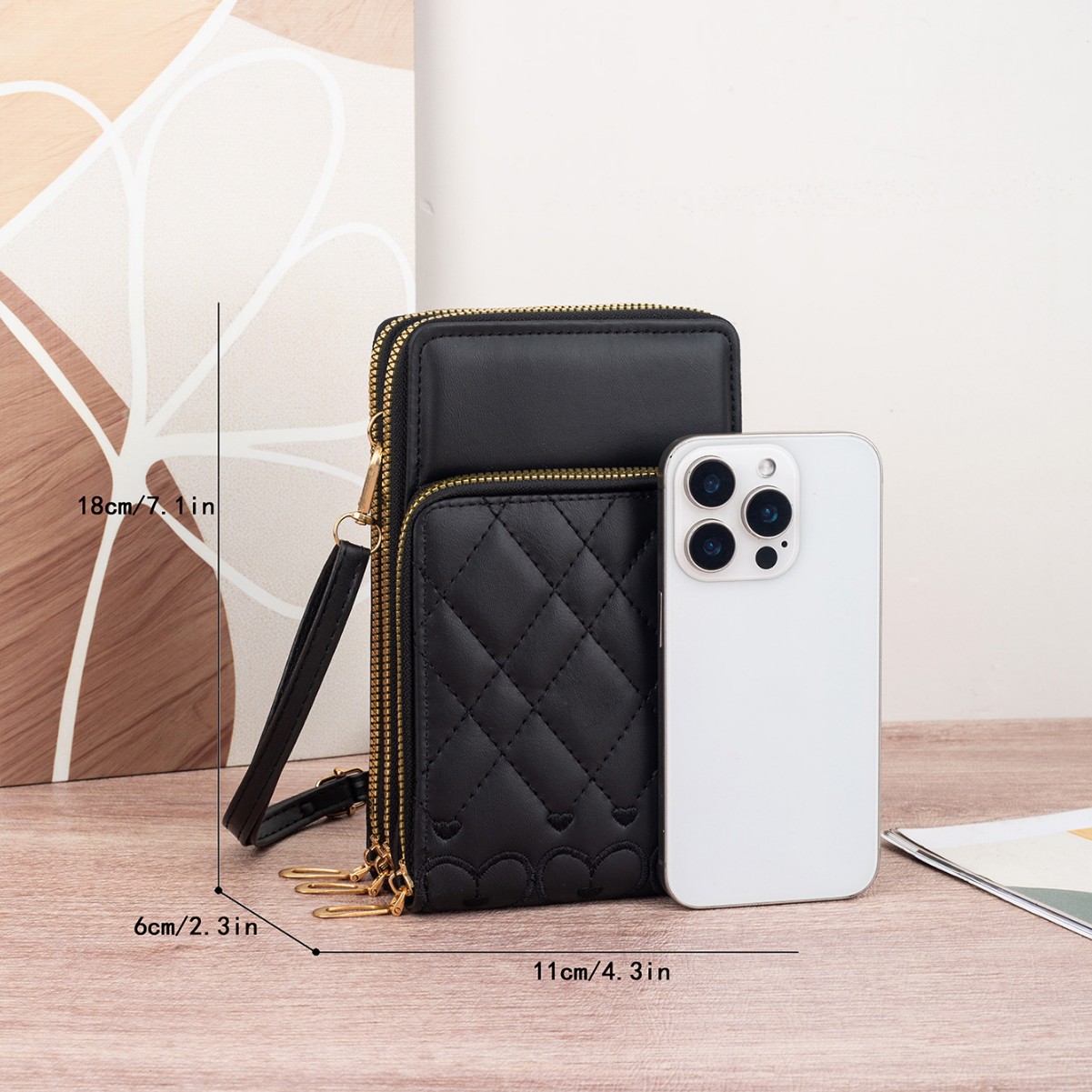 2025 nuevo bolso de teléfono móvil lindo moda multifuncional un hombro mochila tres cremallera bordado mariposa impresión bolso de mujer