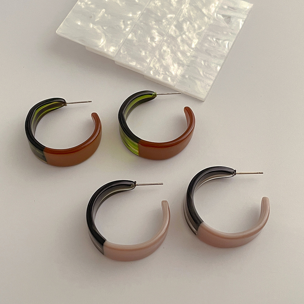 1 Pair Simple Style C Shape Acetic acid sheets Polishing Womenu0027S Ear Studs