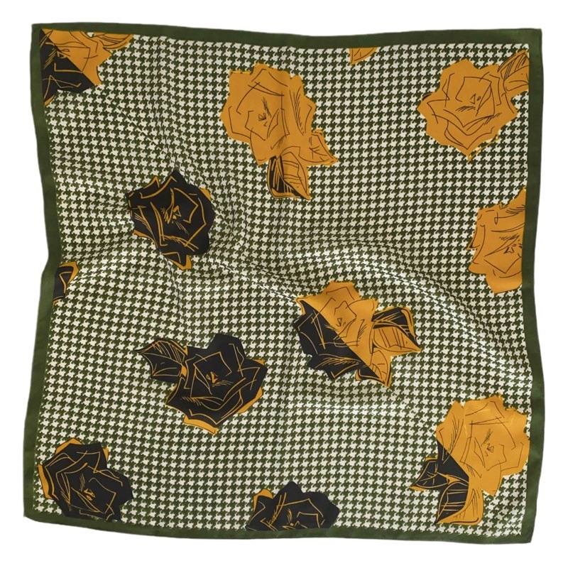 Moda houndstooth todo partido pequeña bufanda cuadrada viaje costero decoración bufanda fotografía cálido terciopelo sensación pequeña bufanda
