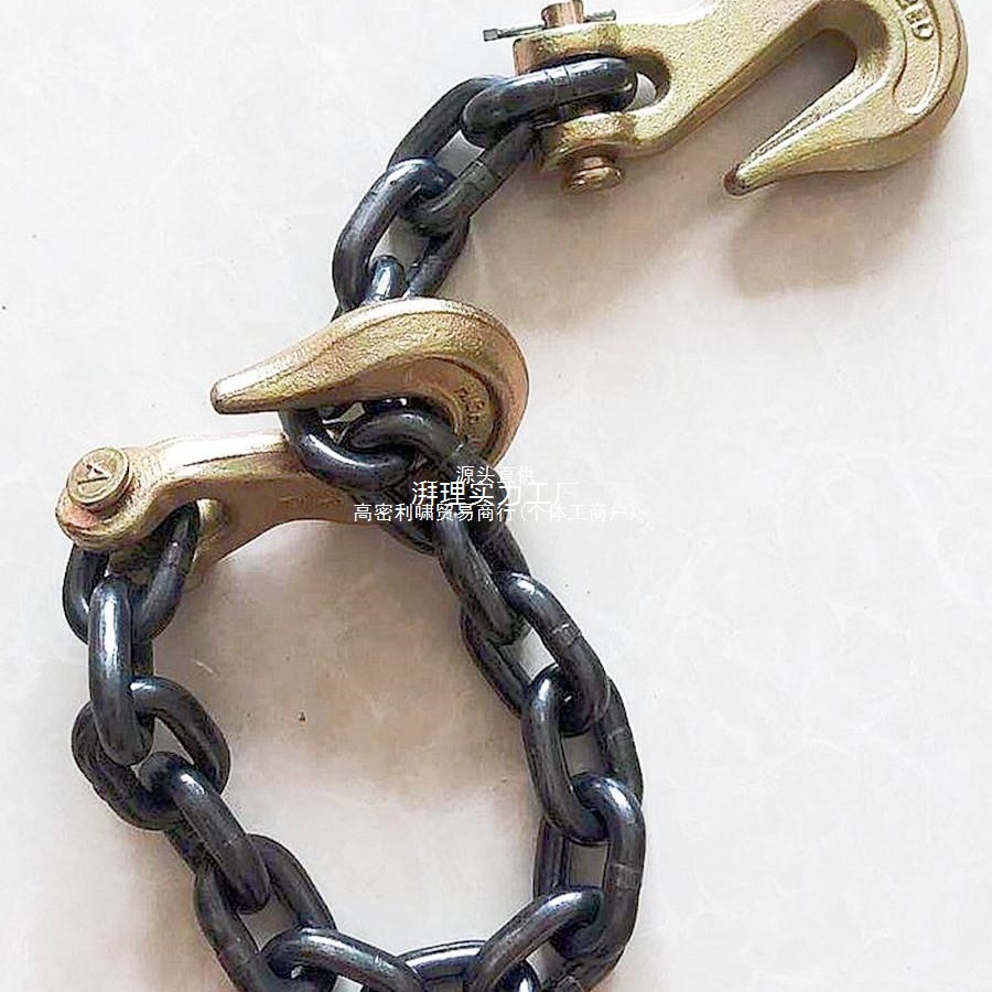 羊角双抓钩起重链条吊索具锰钢铁链叉车铁链吊钩吊石头捆绑铁链条