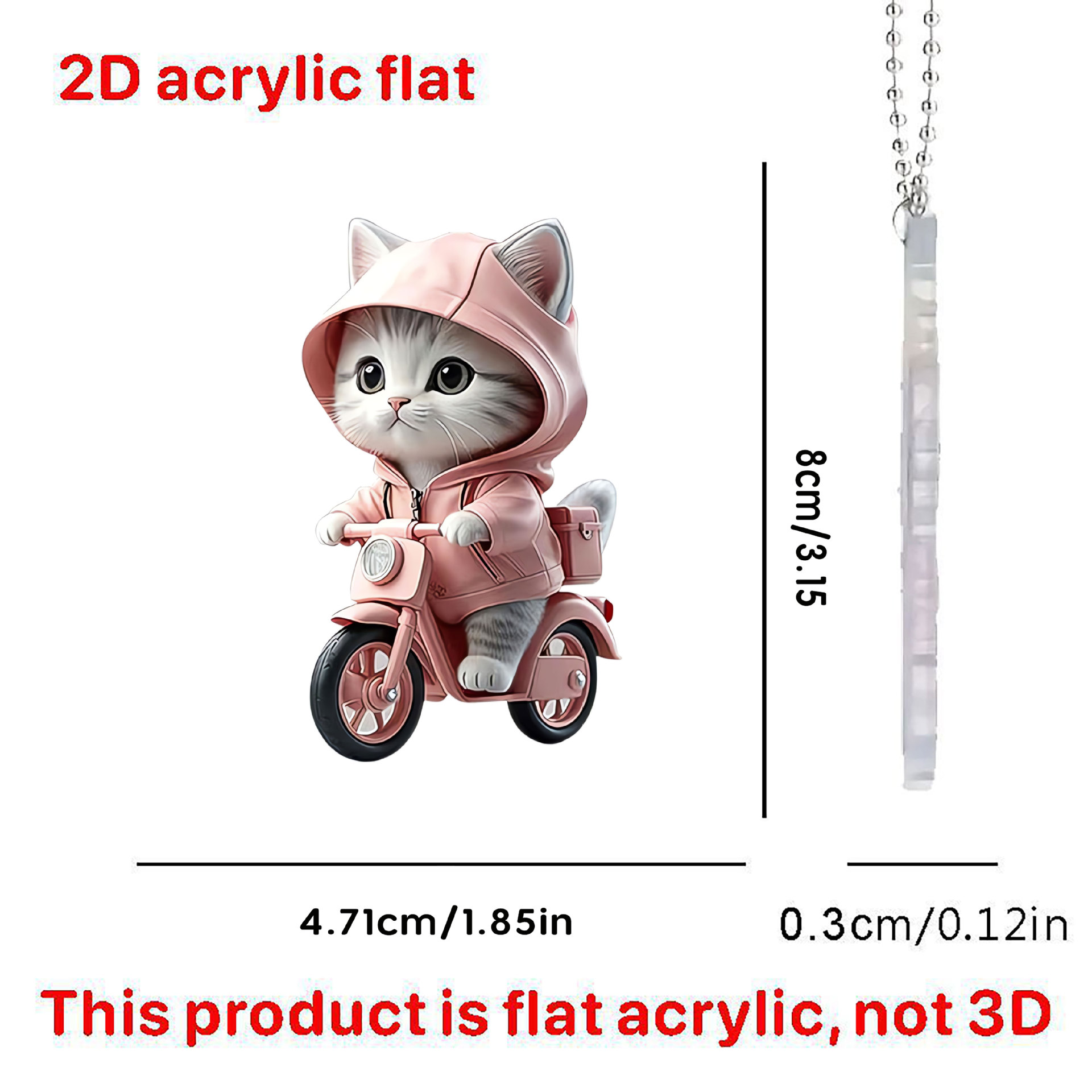 Cute cat riding a bike / Large size 8cm