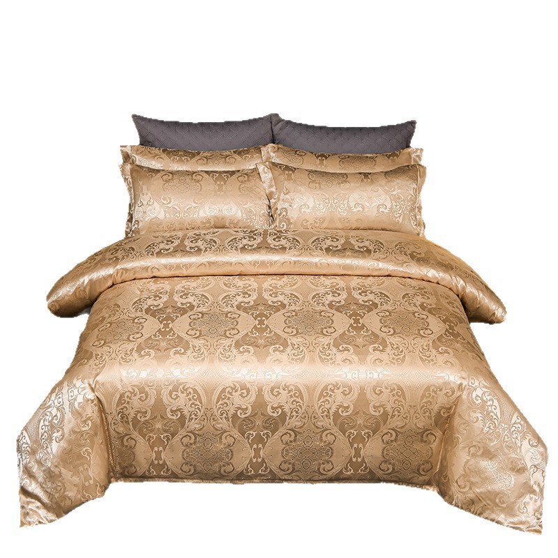 Completo lenzuola in raso di seta jacquard effetto fresco_voghion.com