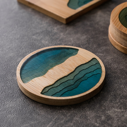 Resin Bamboo Tea Coaster Tea Set Accessories Tea Ceremony Household Tea Mat Bamboo Sauce Bamboo Kung Fu Tea Coaster Coaster