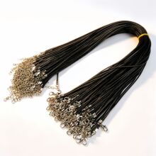 热卖黑色蜡线皮绳项链绳金属龙虾扣PU仿牛皮腊线项链绳子吊坠挂绳