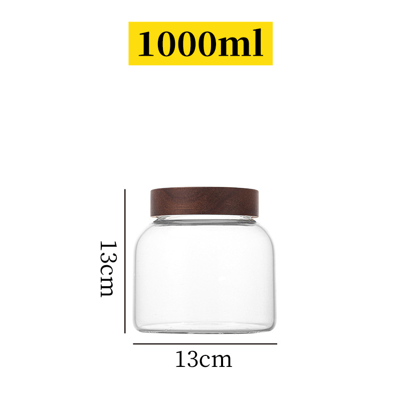 botella de embalaje de cáscara de naranja de gran capacidad alta borosilicato tanque de almacenamiento de vidrio sellado granos gruesos frutas secas jarro de té tapa de madera acacia