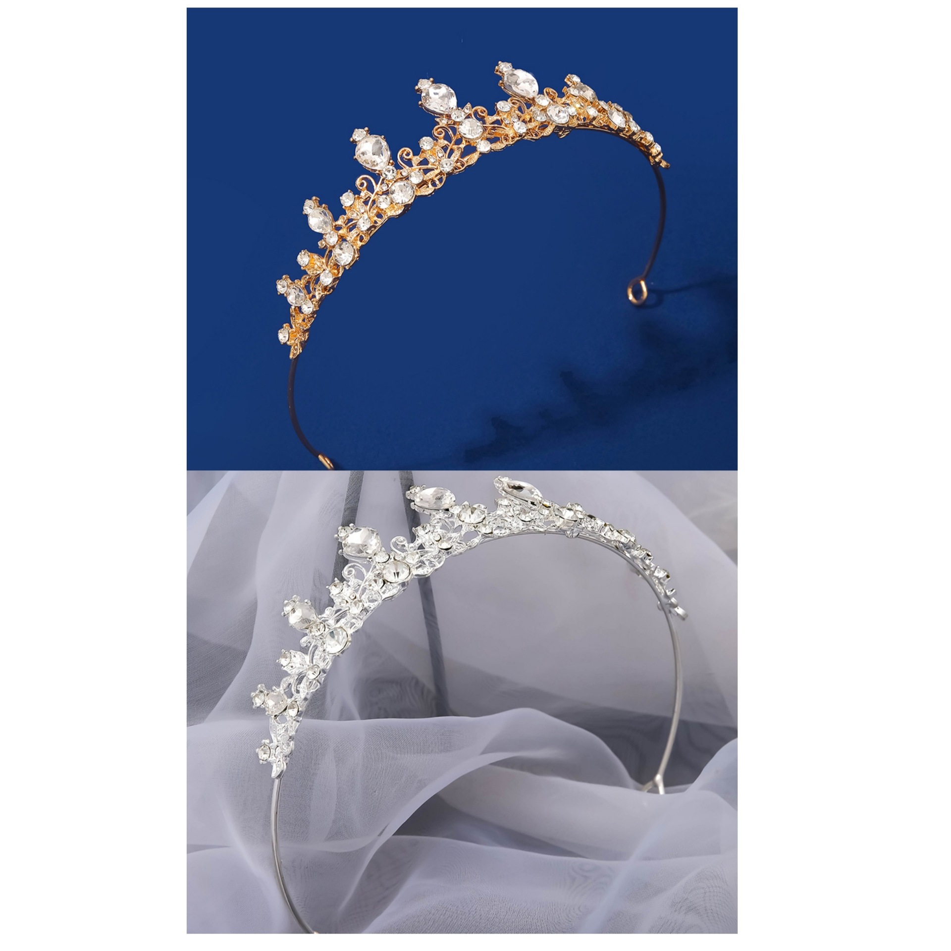 white zircon bridal crown headdress european and american simple wedding dress accessories wedding headdress crystal crown headdress rhinestone