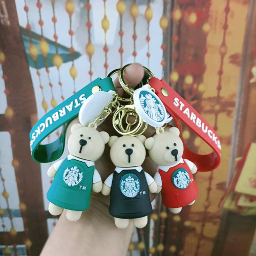Starba Bear Creative Cartoon Keychain Female Cute School Bag Pendant Doll Ins Internet Celebrity Bag Keychain Chain