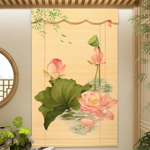 New Chinese style bamboo curtain shutter curtain tea room shading Zen screen sunshade curtain roll-up partition door curtain