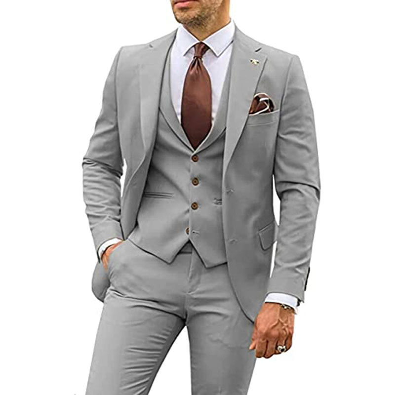 Comercio exterior de Europa y América Amazon AliExpress traje de hombre de tres piezas, tuxedo delgado, vestido de banquete de novio y mejorrino