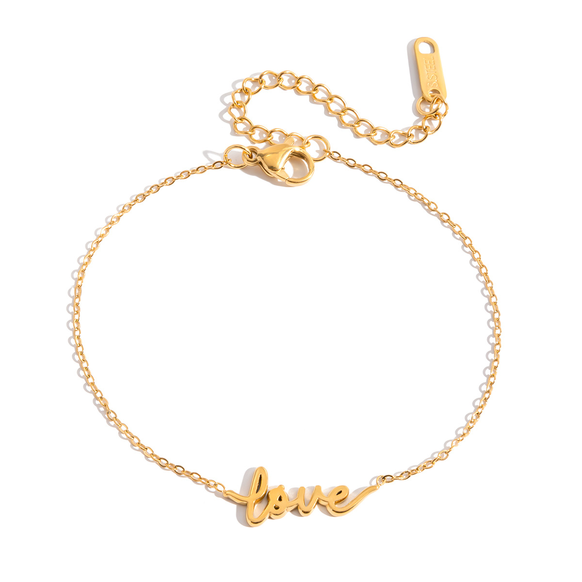 Wanxing Europa y los Estados Unidos de 18 quilates de oro acero inoxidable personalidad única LOVE pulsera de venta cruzada no desvanecerse pulsera universal mujer image 5