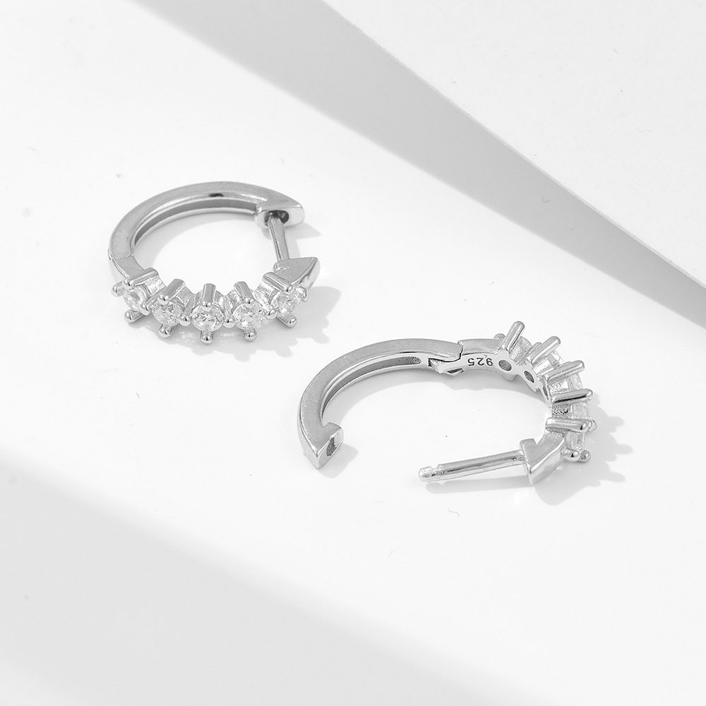 Europa y América, comercio exterior, círculo transfronterizo, diamante en forma de C, circón, moda personalizada, pendientes de plata esterlina s925, pendientes, accesorios para orejas