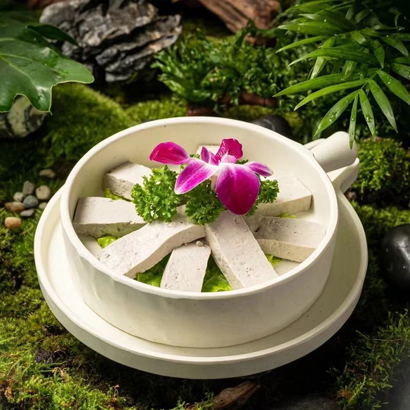 Melamine imitation stone mill shape tableware creative special hot pot tofu special plate farm food artistic conception hotel tableware