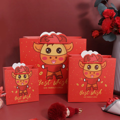 Cartoon Red Gift Bag, Good Fortune Handbag, Festive Packaging Bag, Birthday Gift Bag