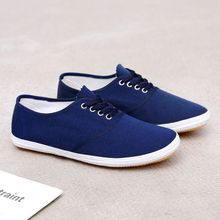帆布鞋蓝白网鞋球鞋男女通用系带小白鞋防滑软底上班鞋工厂工作鞋