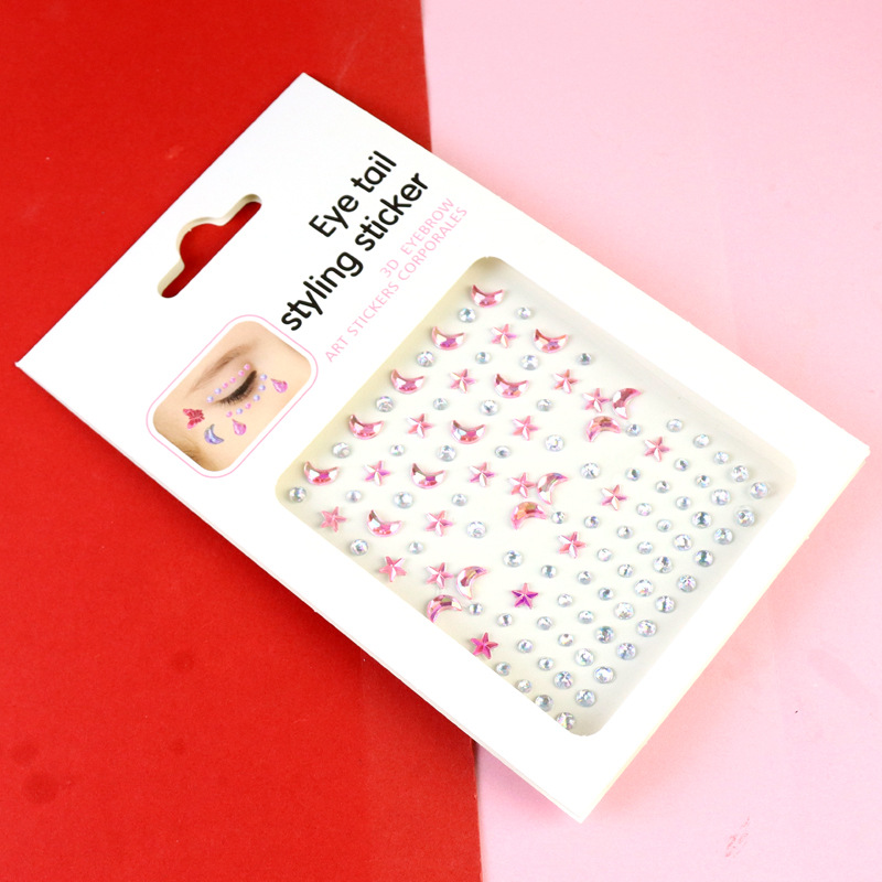 Transfronterizo AB diamantes coloridos joyas de maquillaje de ojos maquillaje facial pegatinas de diamante para niños espectáculo de escenario pegatinas faciales pegatinas de cristal perlas