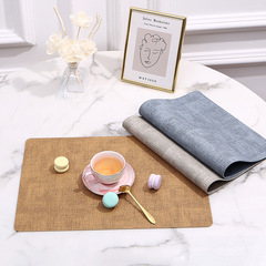 Cross-border leather placemat Japanese style cloth pattern oil edge PU waterproof double layer thickened Western placemat table mat insulation pad waterproof