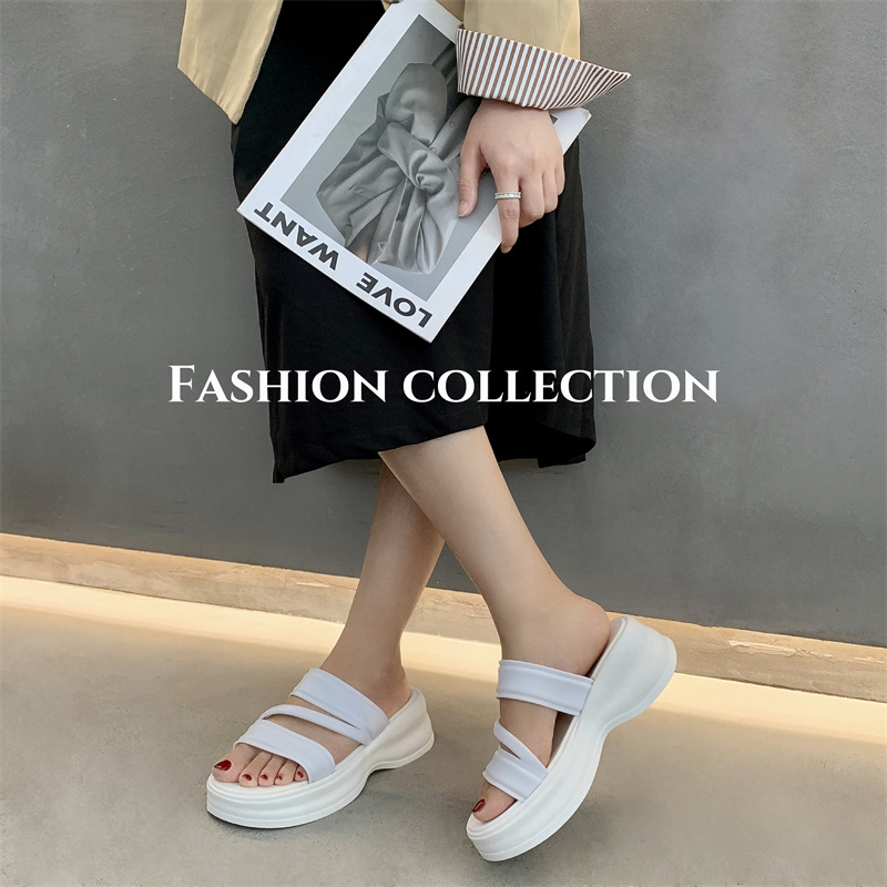 松糕底凉拖鞋女外穿防滑2025夏季增高韩版厚底百搭新款拖鞋女批发