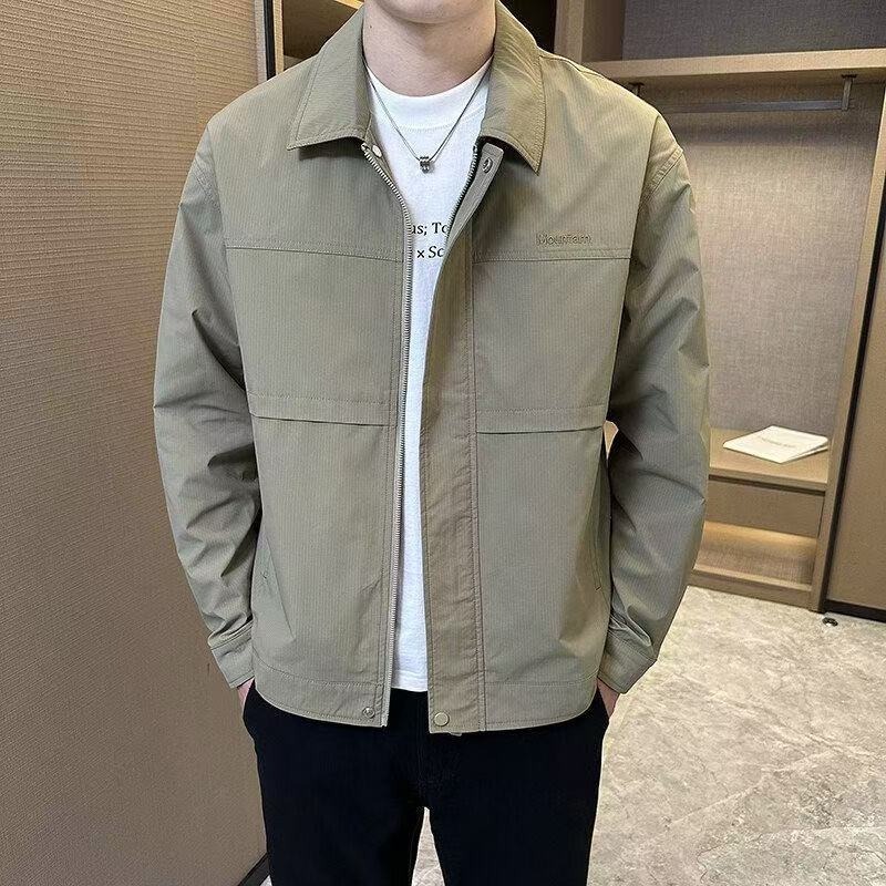男士翻领外套春秋季2025新款潮流休闲薄款行政夹克男款春装上衣潮|undefined