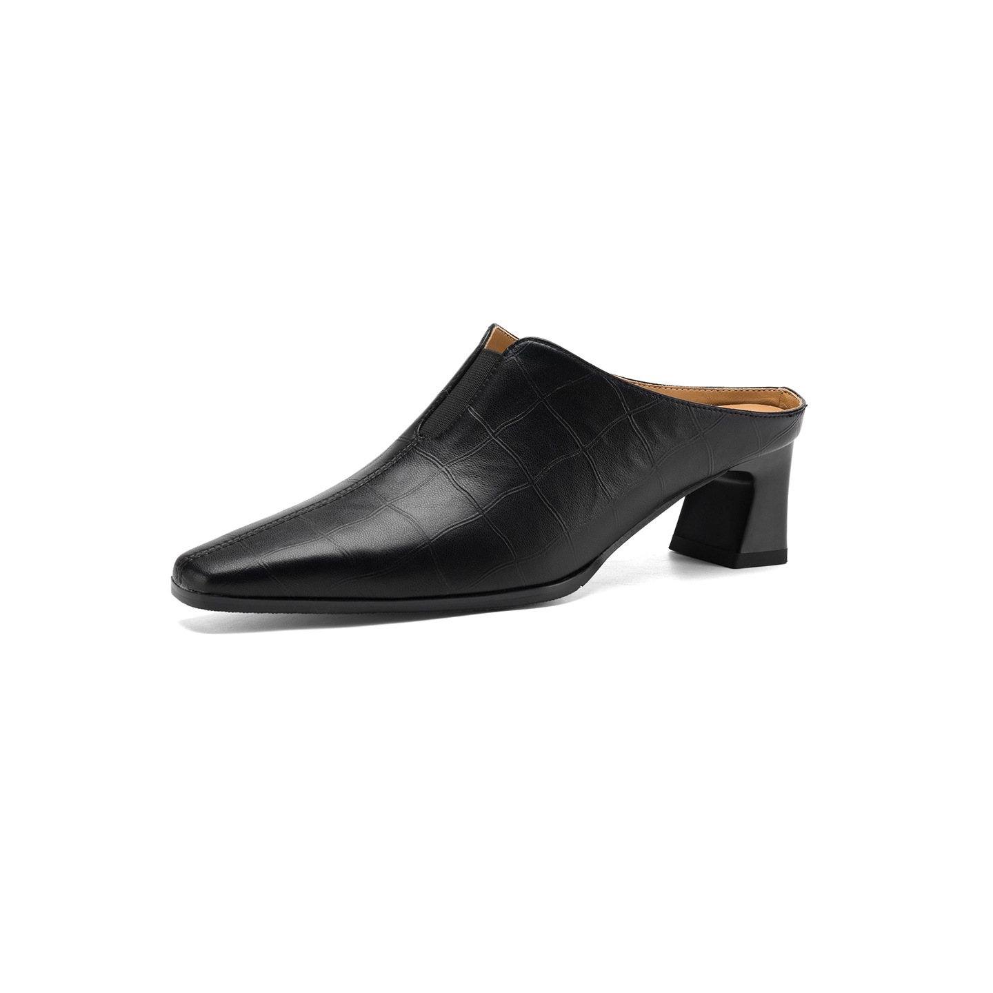 Sandal cao gót nữ mũi nhọn quai ngang gót 5 cm — đen chi tiết 23
