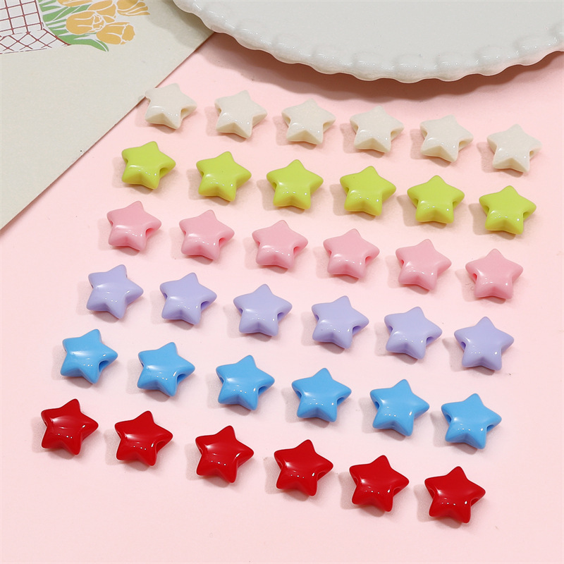Acrylic Solid Color Beads Five-pointed Star Beads Handmade DIY Jewelry Bracelet Necklace Pendant Mobile Phone Chain Accessories Material