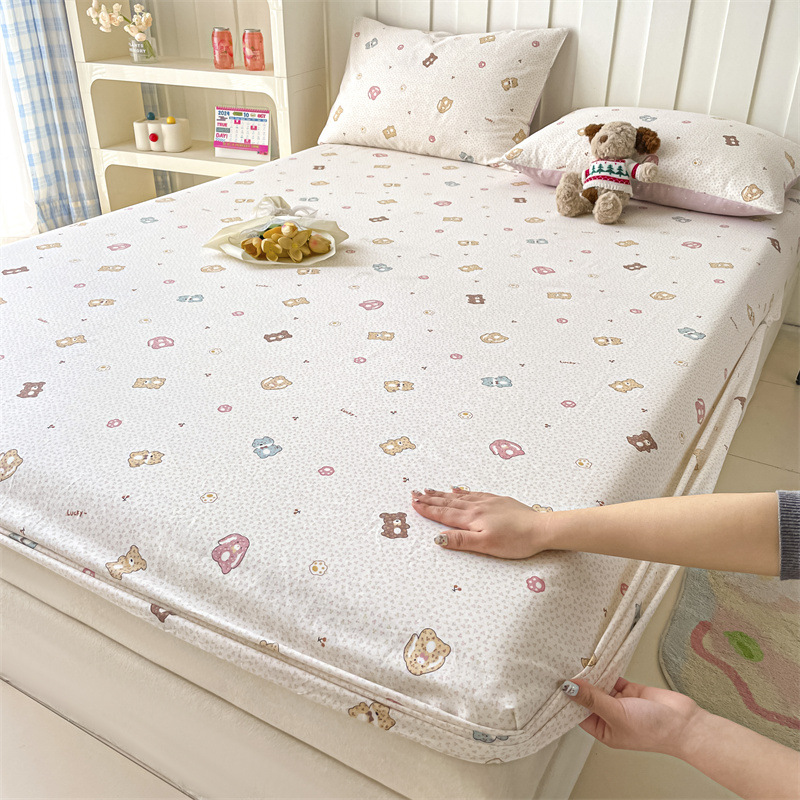 2025 nueva cama de algodón 100 cubierta de cama de algodón puro cubierta de colchón de dibujos animados cubierta de cama para niños cama individual 2