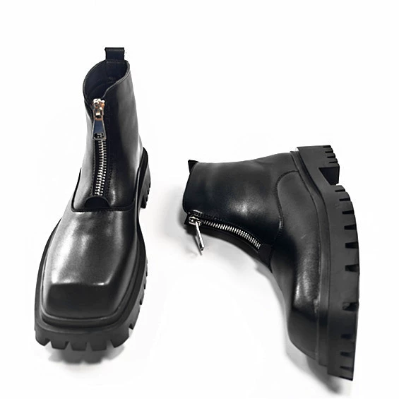 Осенняя и зимняя ниша ощущает молнию с квадратной головой ретро ботинки Martin сапоги мужской прилив