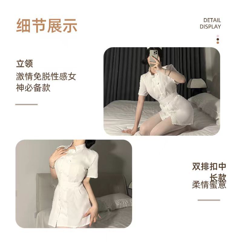 Plus Size White Nurse Costume Set with Sheer Stockings for Halloween Cosplay — detail image 6