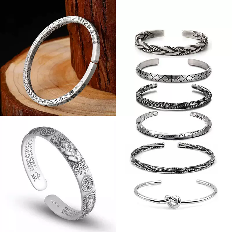 2023跨境男士貔貅编织麻花个性手镯合集新款欧美复古开口手环批发