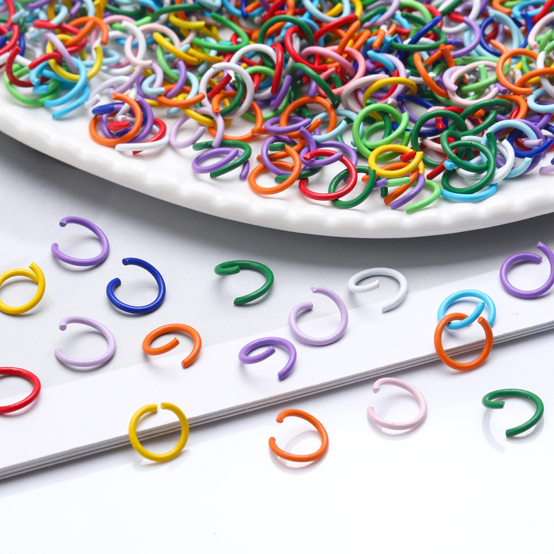 8/10mm Colorful Painted Iron Single Ring Open Ring DIY Jewelry Accessories Keychain Handmade Connecting Ring Materials