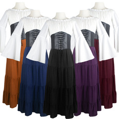 2023 Victoria Long Dress European and American Long-Sleeve Dress Renaissance Period Robe Medieval Costume