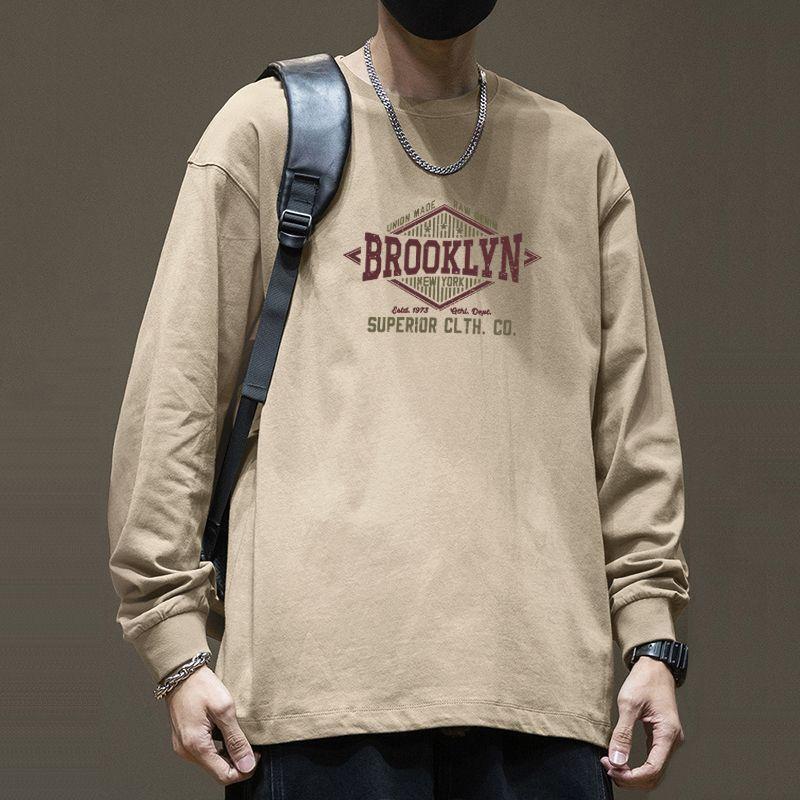 All-match Korean-style Loose Parent-child Men's Crewneck Hong Kong-style plus size Casual Tea Long-sleeve Fashionable Personal Style Fashionable Girdle