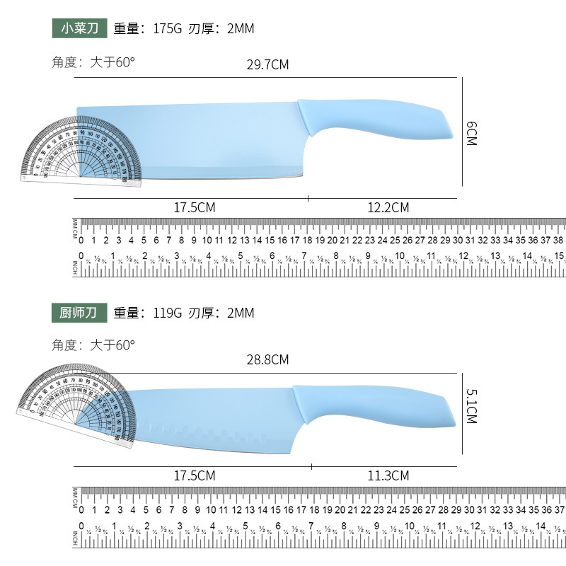 Fabricantes de cuchillos de pintura de cocina de acero inoxidable seis piezas con platos afilados caja de regalo al por mayor comercio exterior spot