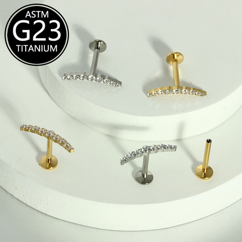 Pointed titanium steel lip stud product view