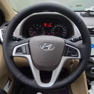 hand-sewn, Steering wheel cover - 14-16-ruiyi-black-leather-and-black-thread-first-layer-of-cowhide-default-items