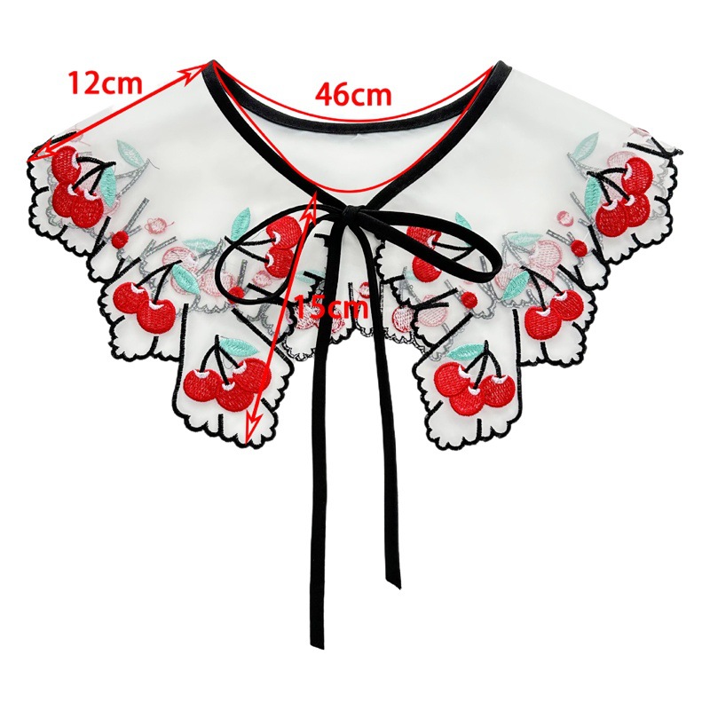 Cross-border popular organza cereza bordada con cordones arco collar falso collar chal Decoración Ropa de los niños de las mujeres del todo-fósforo