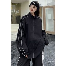 反光外套棒球服女春秋款宽松时尚复古休闲运动情侣美式冲锋衣