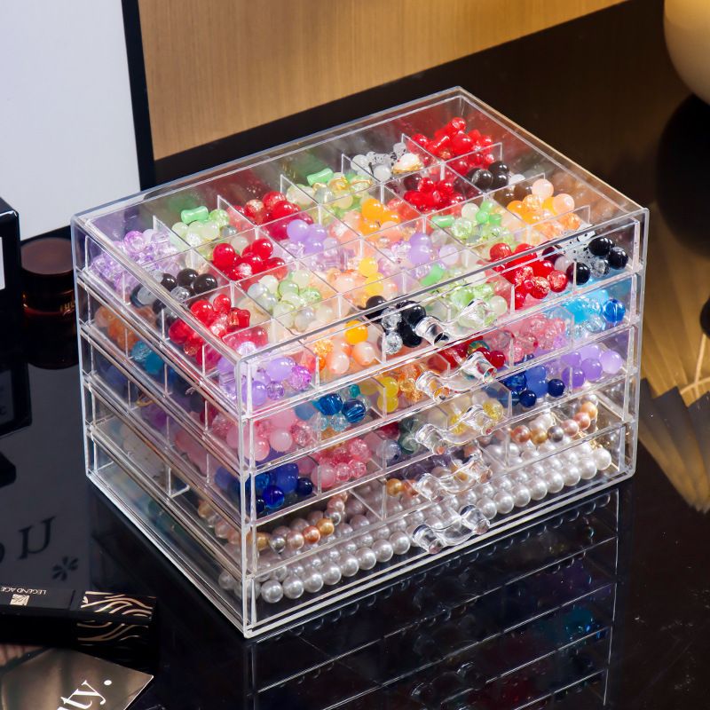 Large Capacity Multi-Layer Transparent Partition Handmade DIY Material Accessories Glass Bead Partition Jewelry Box Beaded Storage Box