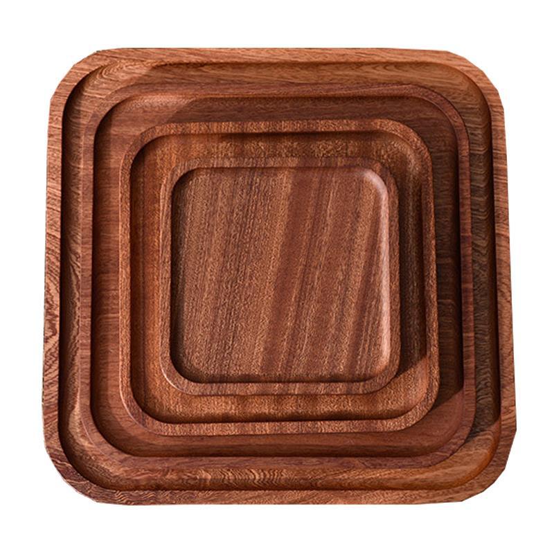 Placa de madera plato occidental bandeja de ébano bandeja de té sólido creativo madera nórdica fruta seca postre bandeja de almacenamiento