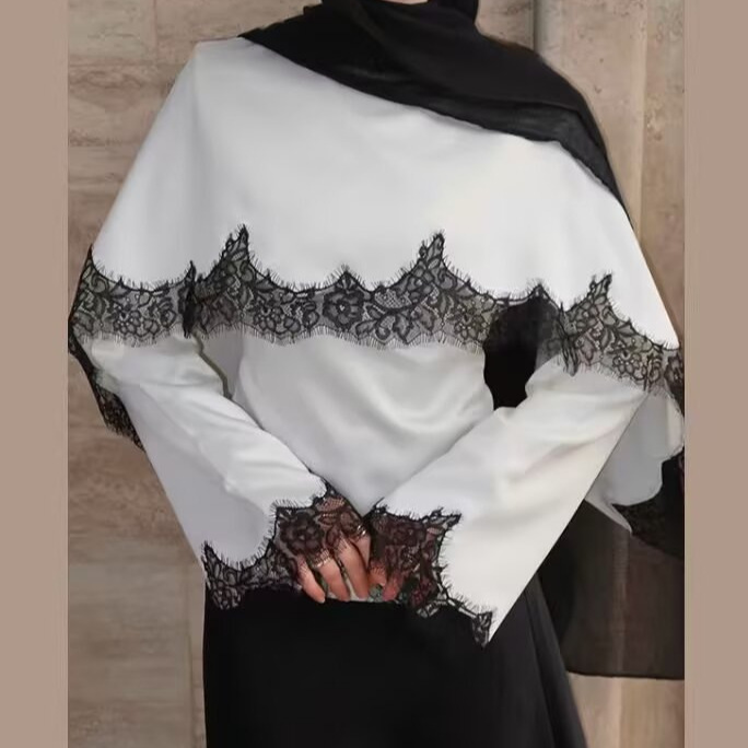 Pb&Za Wholesale New Women's Lace Patchwork Satin Long-Sleeve T-Shirt Fashion Shawl Tie Waist Top Pb&Za Wholesale New Women's Lace Patchwork Satin Long-Sleeve T-Shirt Fashion Shawl Tie Waist Top
